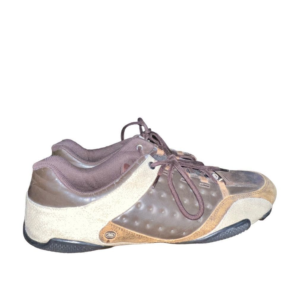 Unltd by Mark Ecko brown, tan & black leather low top lace sneakers men's 13